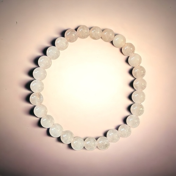 Rose Quartz Gemstone Stretchy Bracelet - Picture 2 of 3